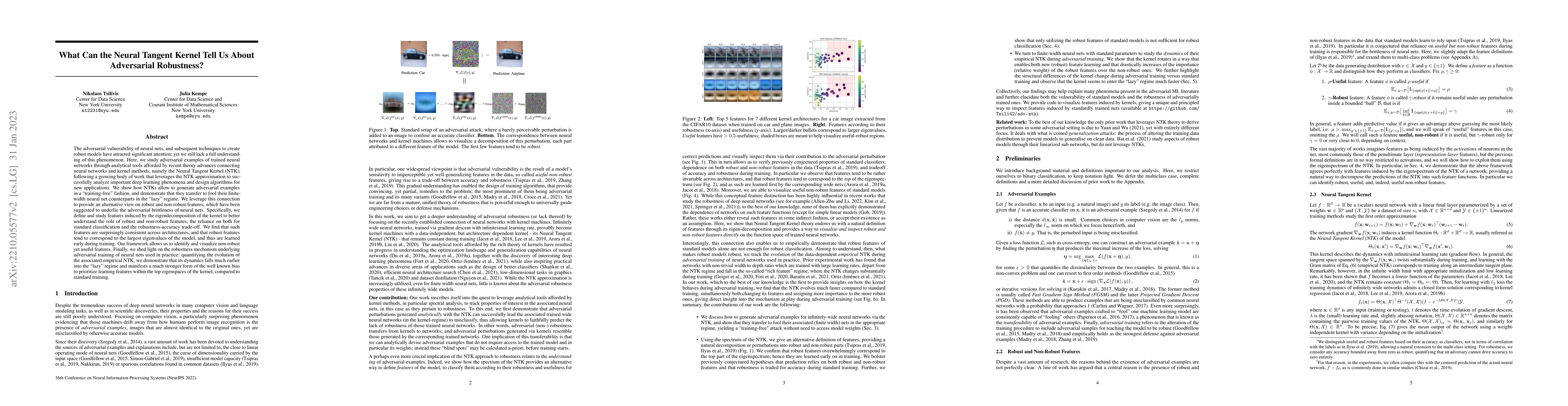Thumbnail for What Can the Neural Tangent Kernel Tell Us About Adversarial Robustness?