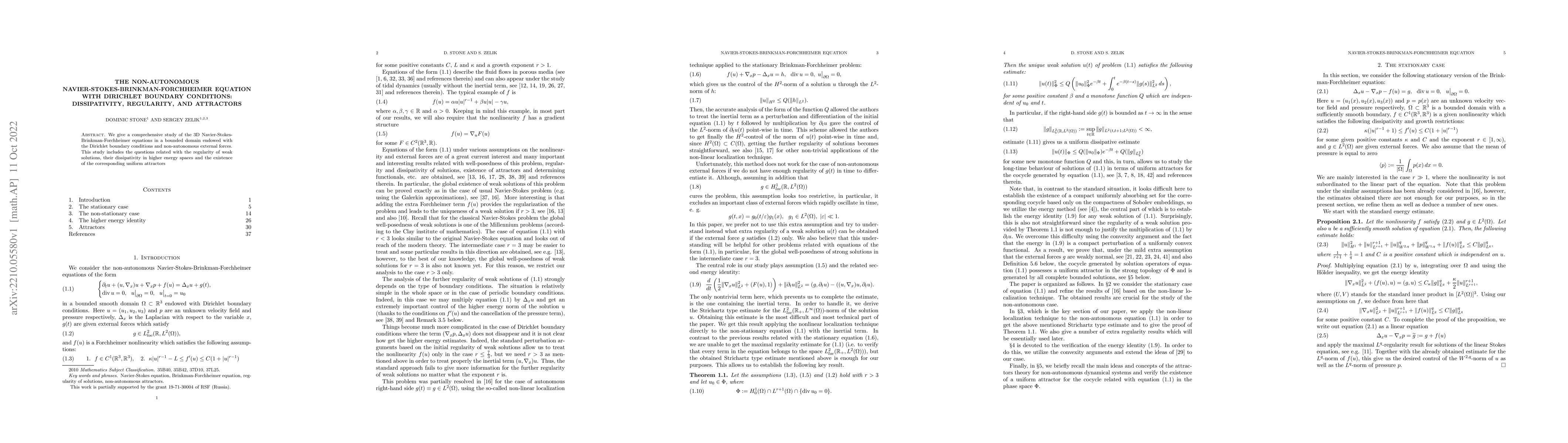 Thumbnail for The non-autonomous Navier-Stokes-Brinkman-Forchheimer equation with
  Dirichlet boundary conditions: dissipativity, regularity, and attractors