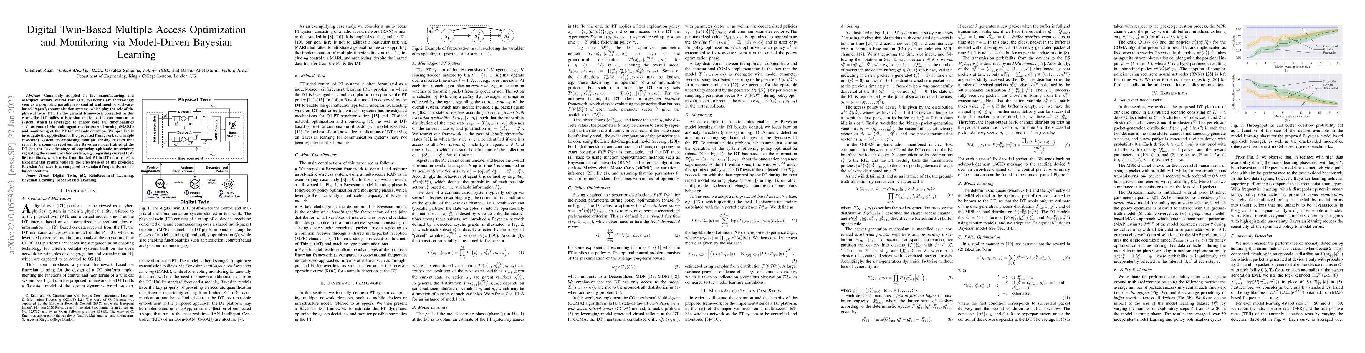 Thumbnail for Digital Twin-Based Multiple Access Optimization and Monitoring via
  Model-Driven Bayesian Learning