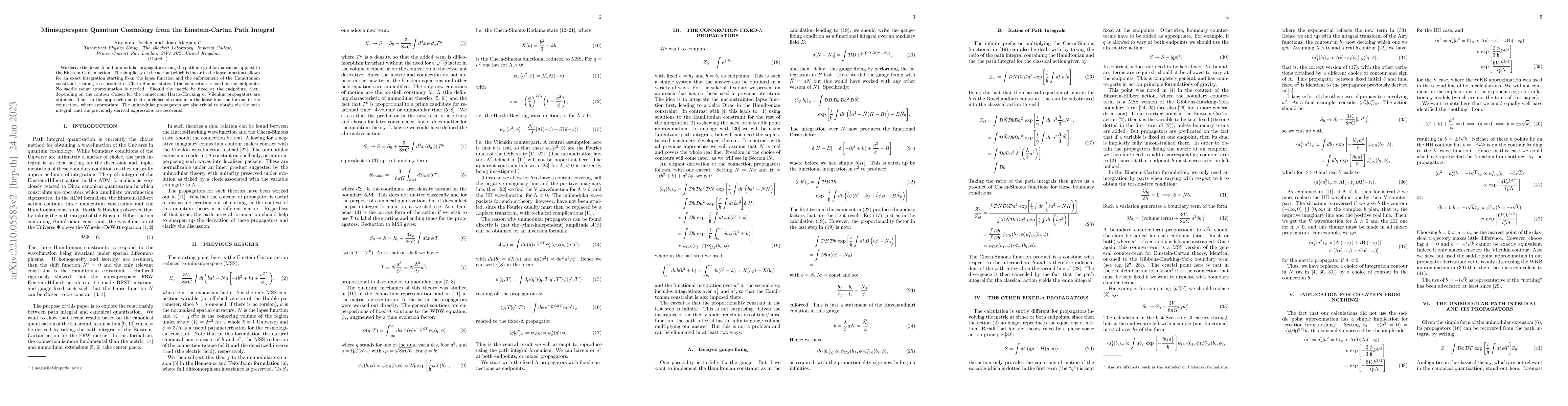 Thumbnail for Minisuperspace Quantum Cosmology from the Einstein-Cartan Path Integral