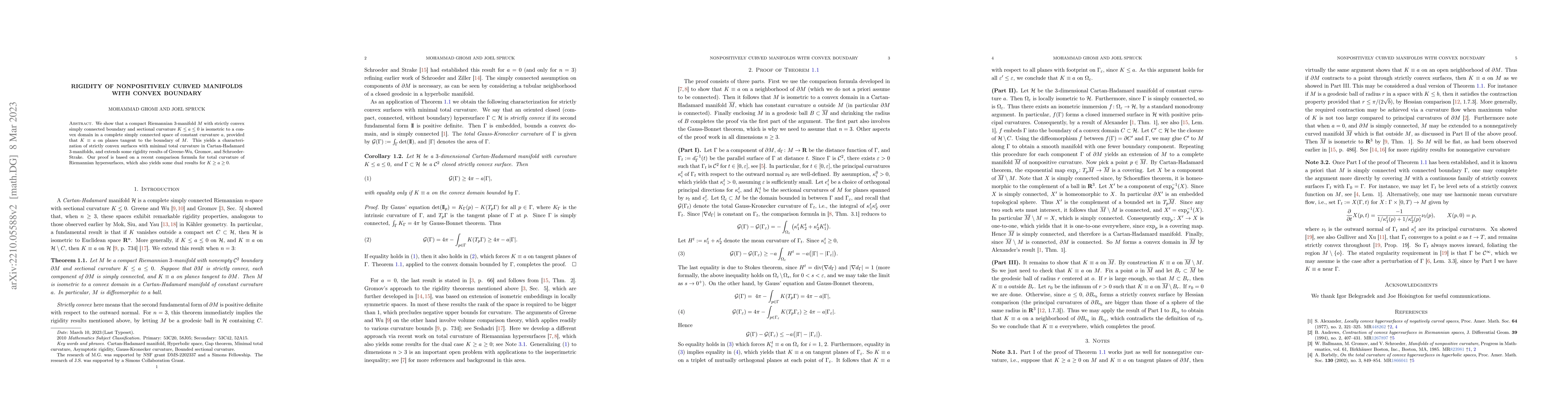 Thumbnail for Rigidity of nonpositively curved manifolds with convex boundary