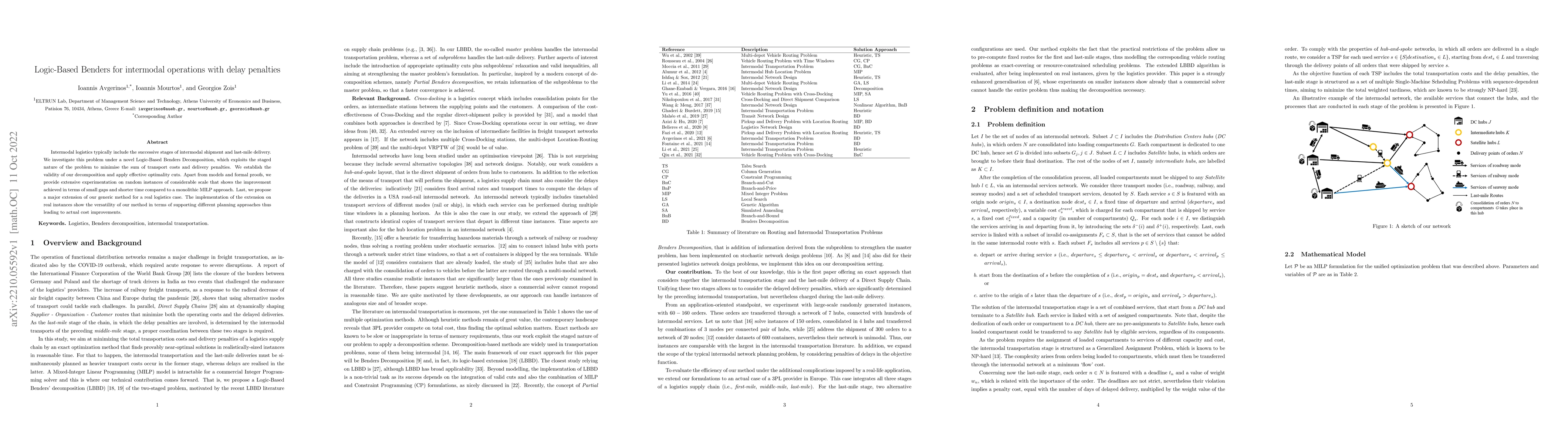 Thumbnail for Logic-Based Benders for intermodal operations with delay penalties