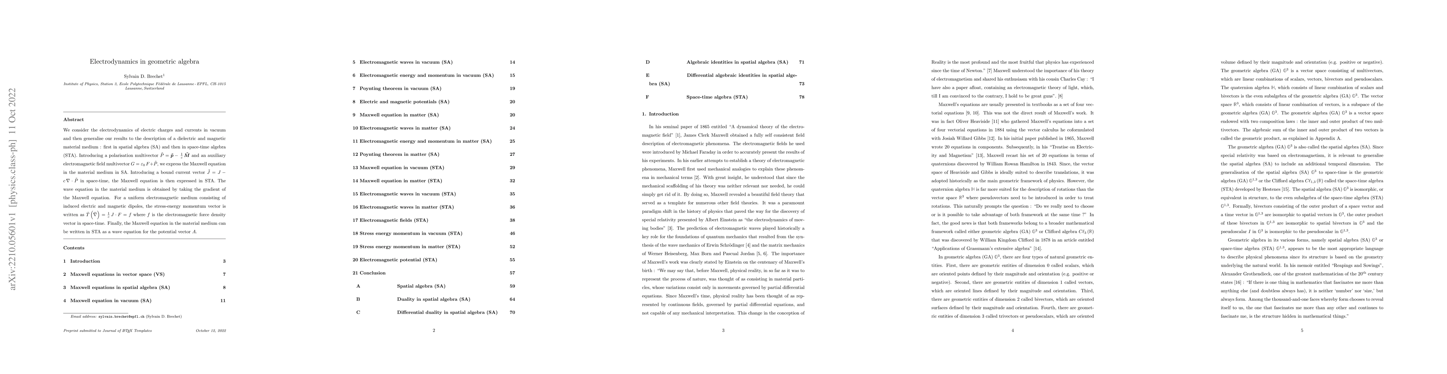 Thumbnail for Electrodynamics in geometric algebra