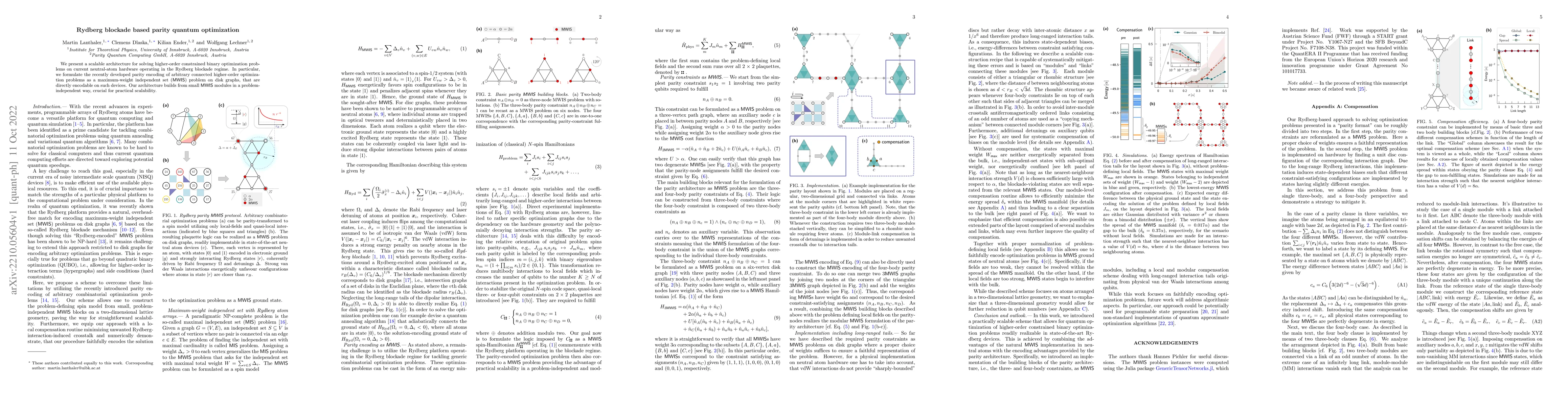 Thumbnail for Rydberg blockade based parity quantum optimization