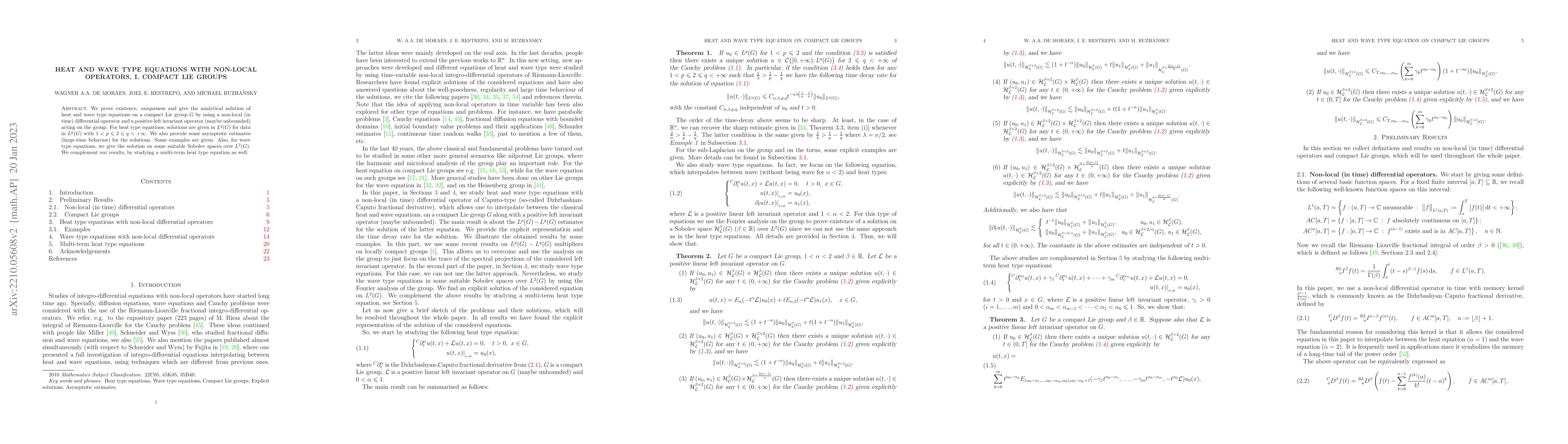Thumbnail for Heat and wave type equations with non-local operators, I. Compact Lie
  groups