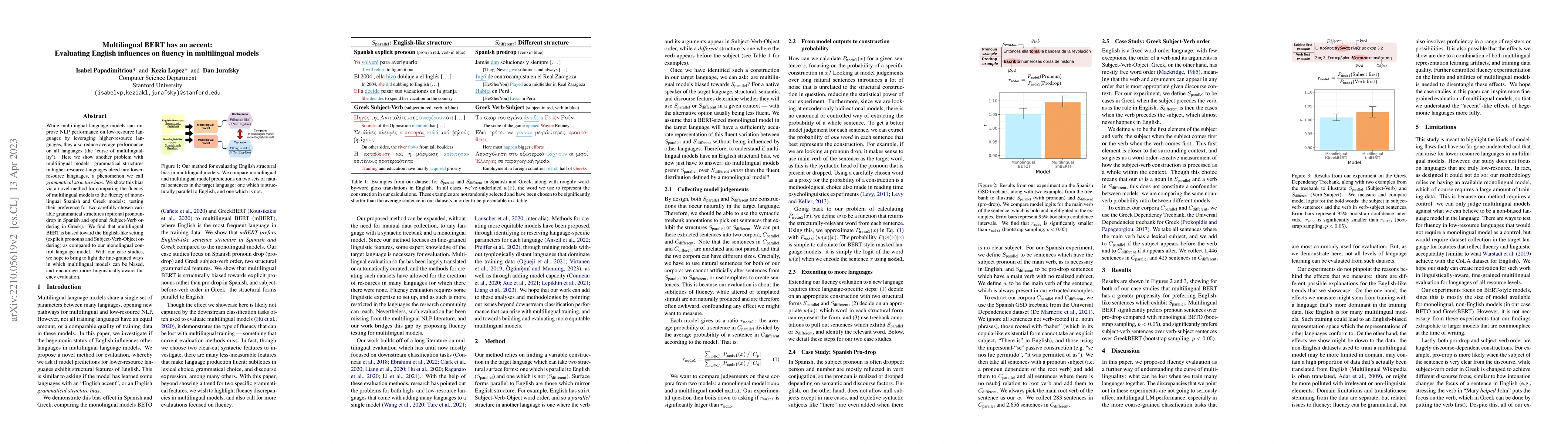 Thumbnail for Multilingual BERT has an accent: Evaluating English influences on
  fluency in multilingual models