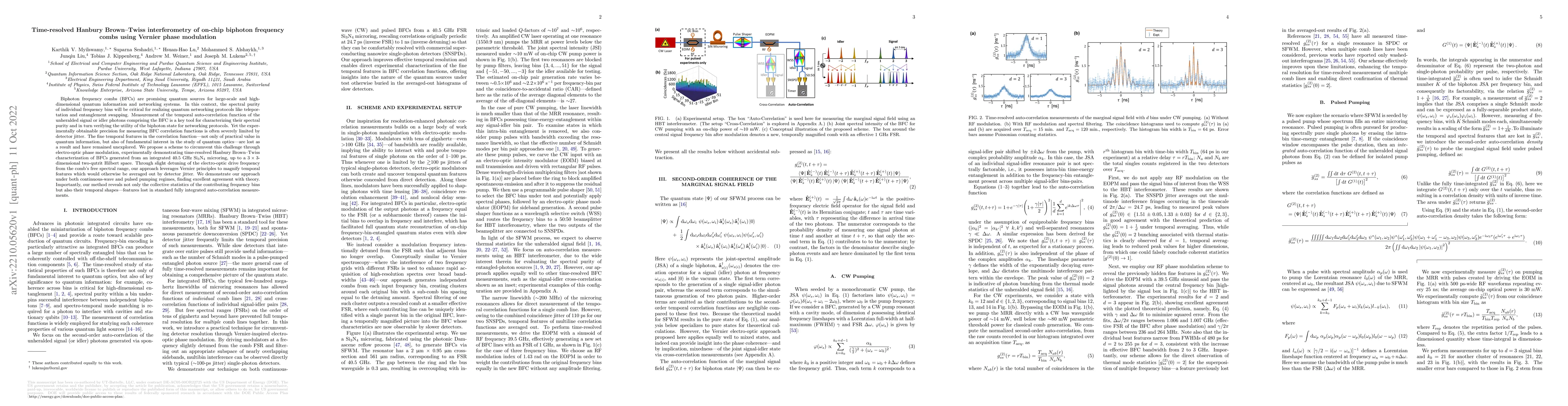 Thumbnail for Time-resolved Hanbury Brown-Twiss interferometry of on-chip biphoton
  frequency combs using Vernier phase modulation