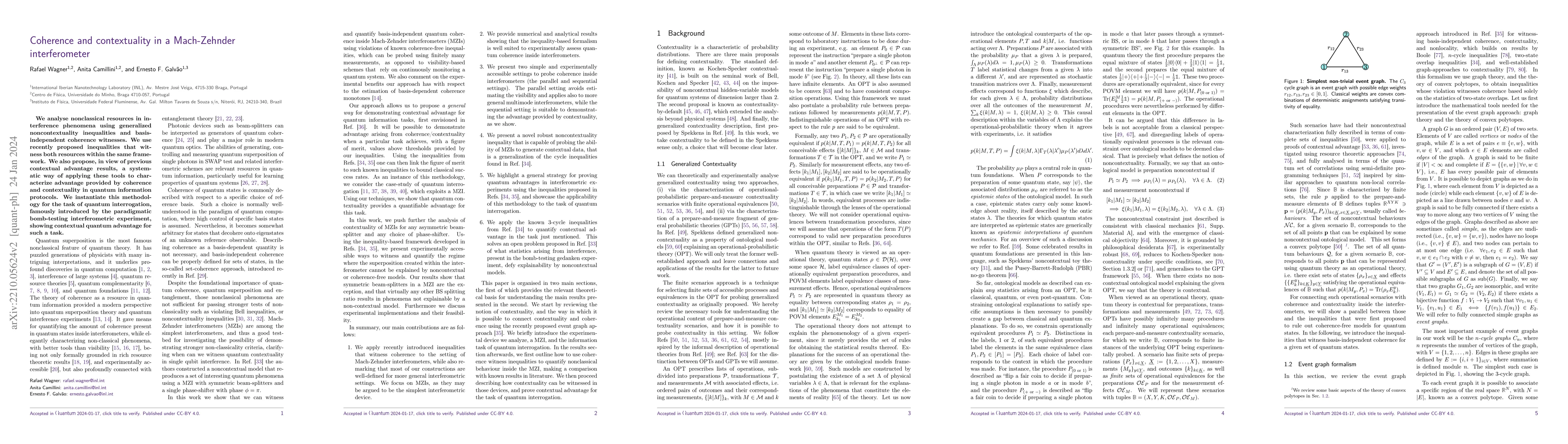 Thumbnail for Coherence and contextuality in a Mach-Zehnder interferometer