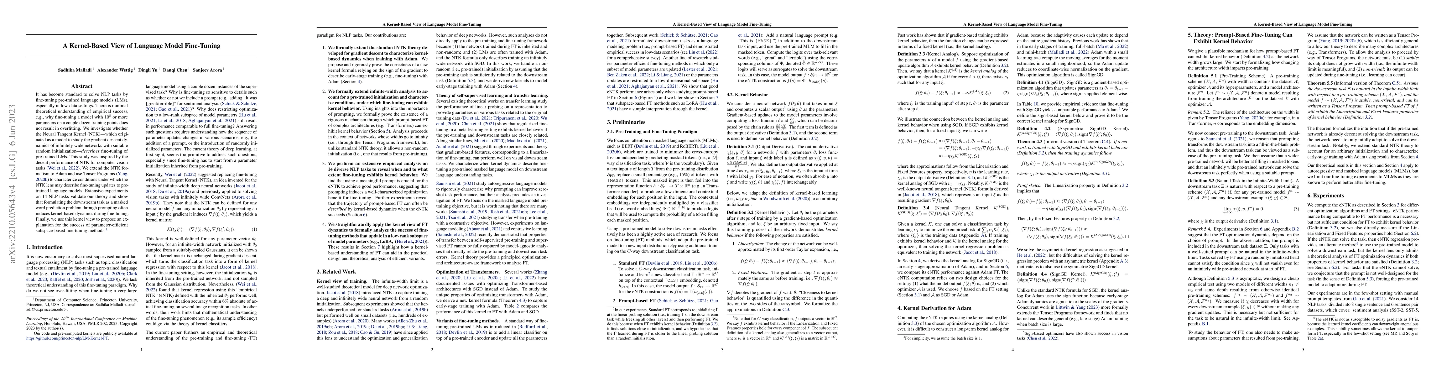 Thumbnail for A Kernel-Based View of Language Model Fine-Tuning