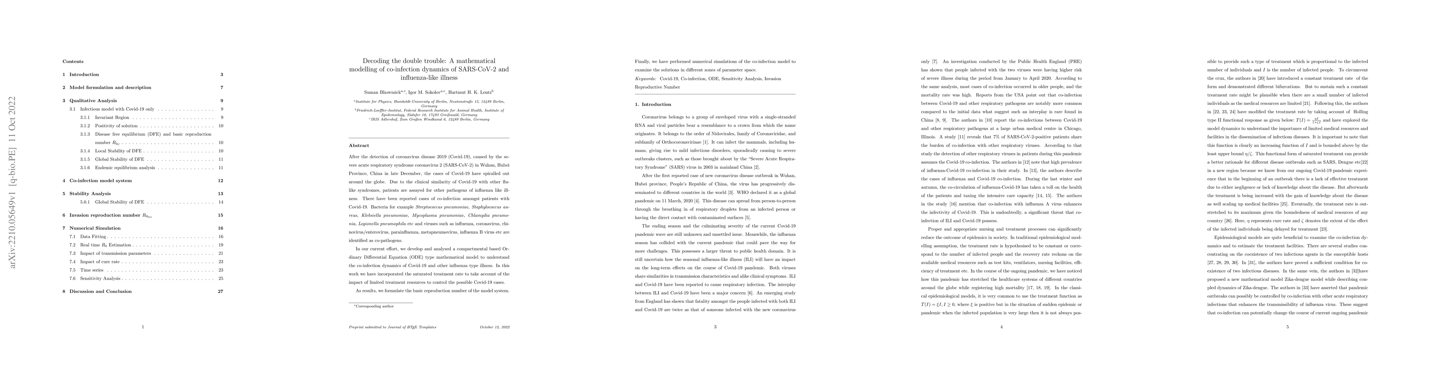Thumbnail for Decoding the double trouble: A mathematical modelling of co-infection
  dynamics of SARS-CoV-2 and influenza-like illness