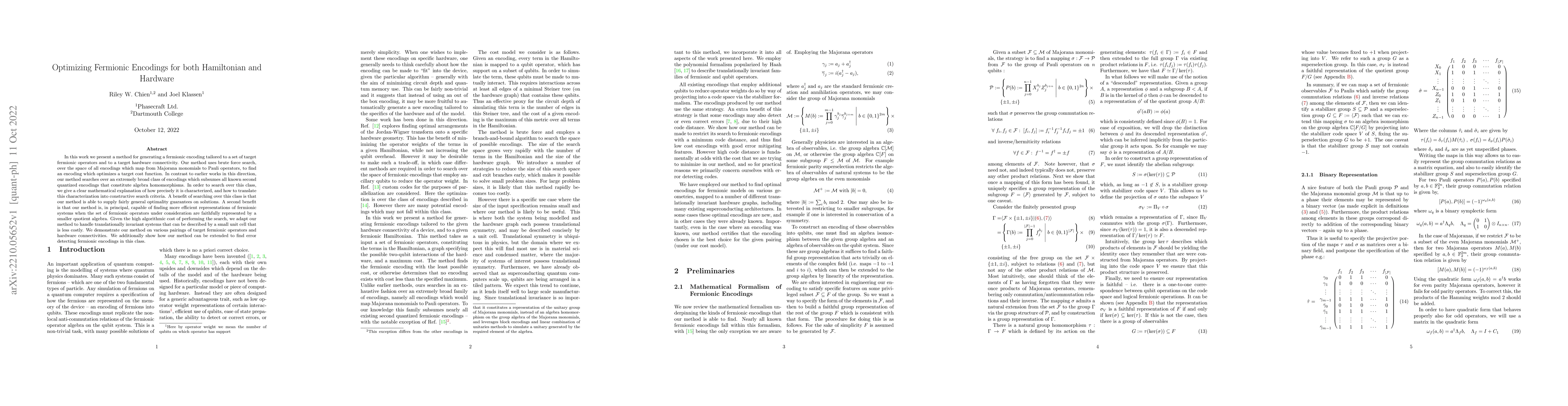 Thumbnail for Optimizing fermionic encodings for both Hamiltonian and hardware