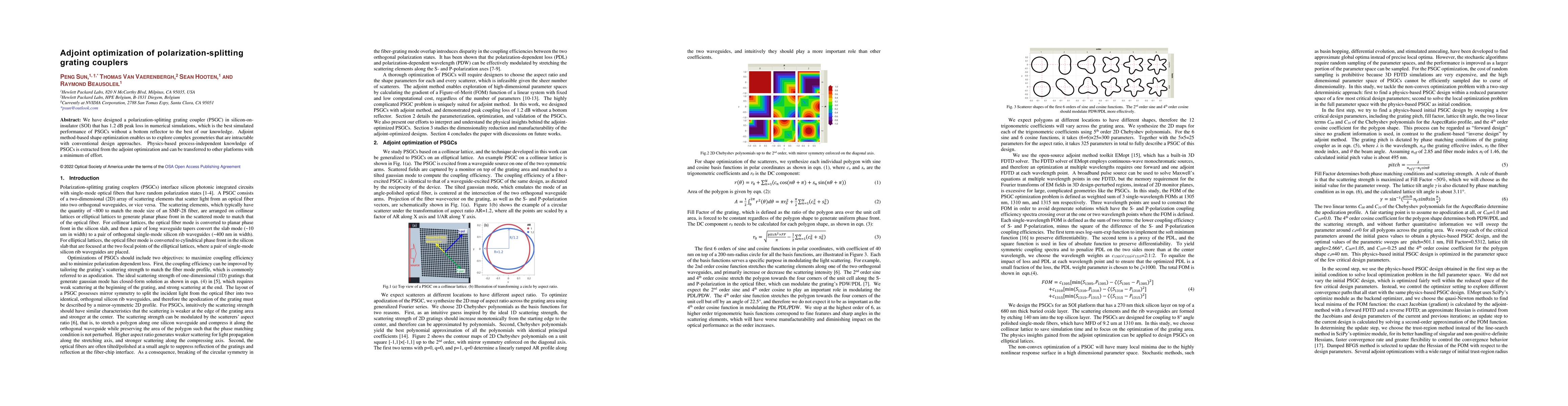 Thumbnail for Adjoint optimization of polarization-splitting grating couplers