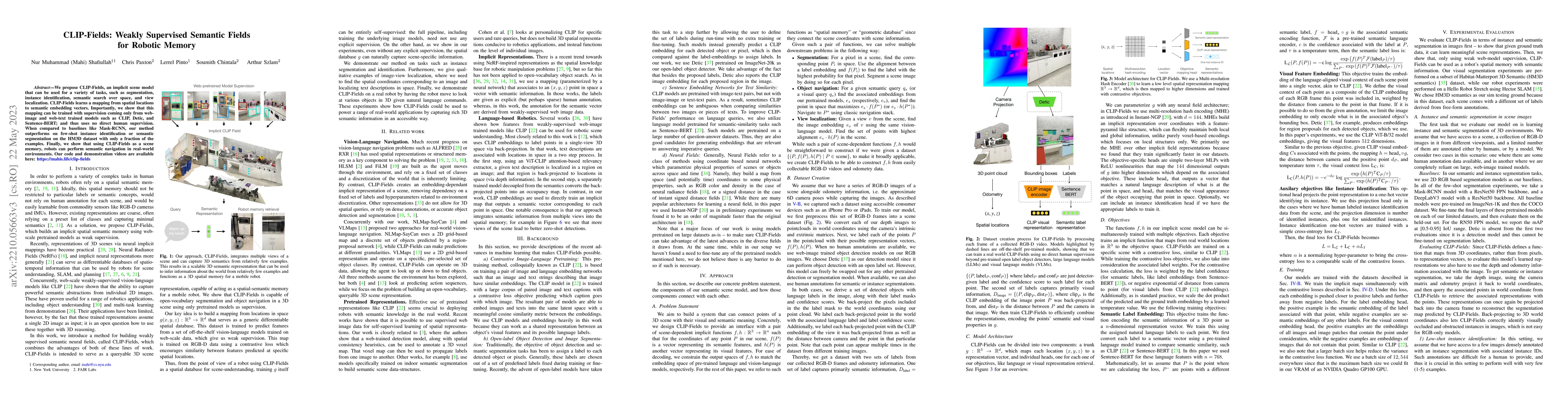 Thumbnail for CLIP-Fields: Weakly Supervised Semantic Fields for Robotic Memory