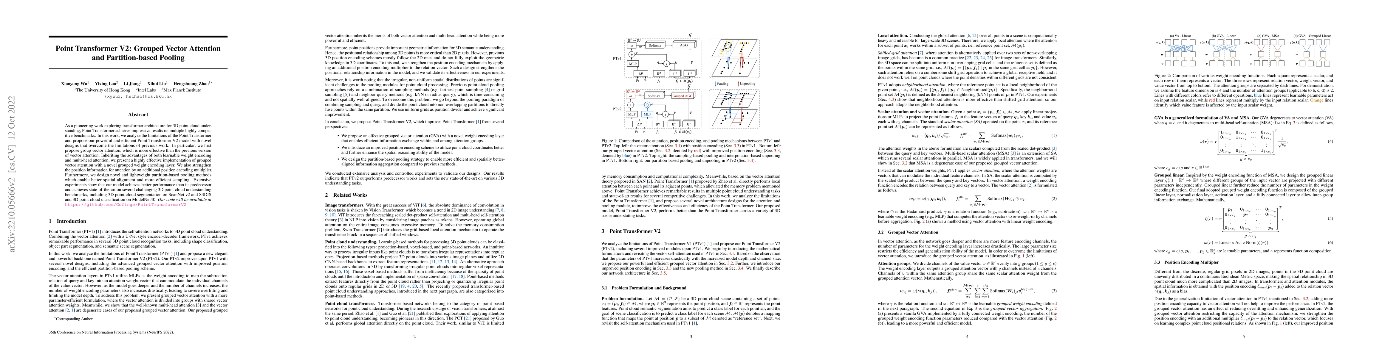 Thumbnail for Point Transformer V2: Grouped Vector Attention and Partition-based
  Pooling