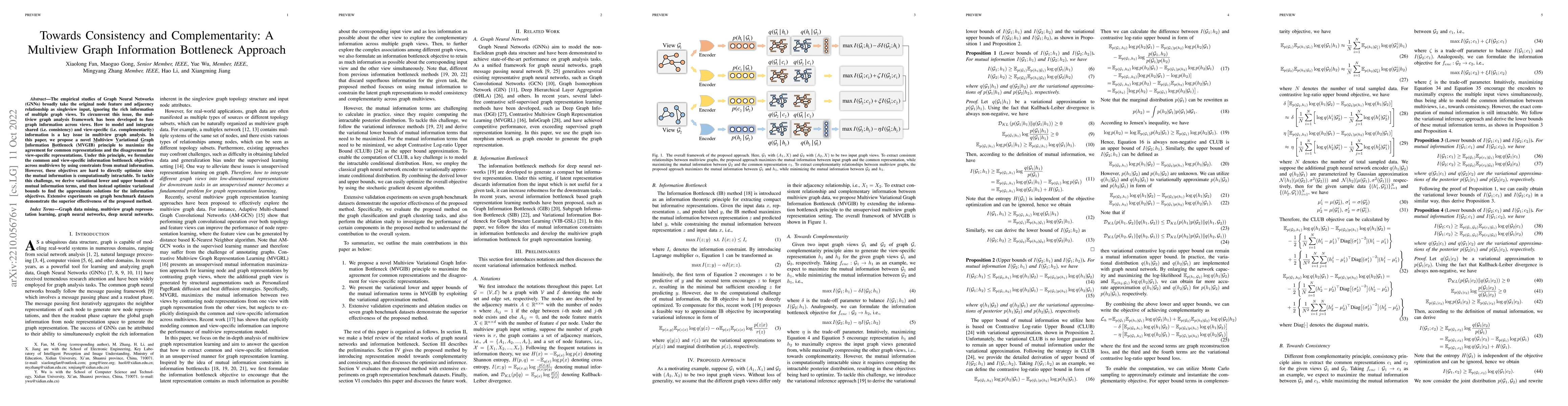 Thumbnail for Towards Consistency and Complementarity: A Multiview Graph Information
  Bottleneck Approach