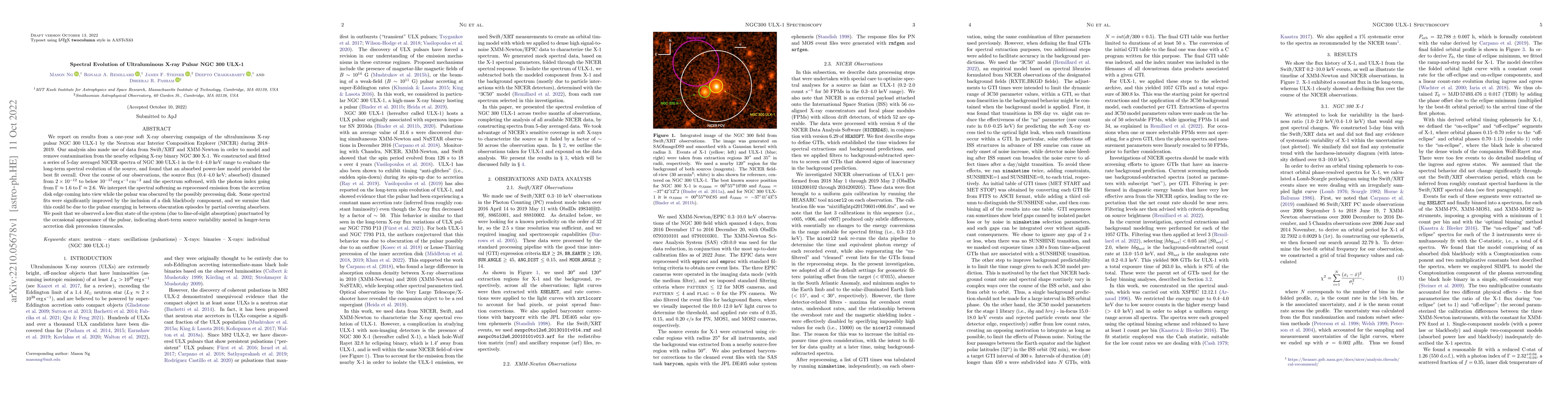 Thumbnail for Spectral Evolution of Ultraluminous X-ray Pulsar NGC 300 ULX-1