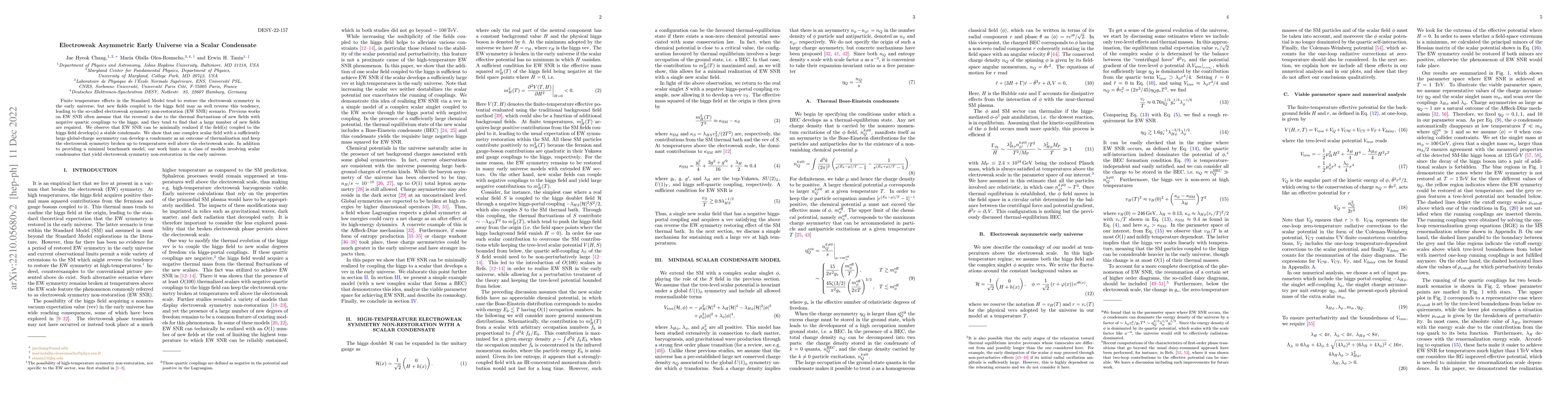 Thumbnail for Electroweak Asymmetric Early Universe via a Scalar Condensate
