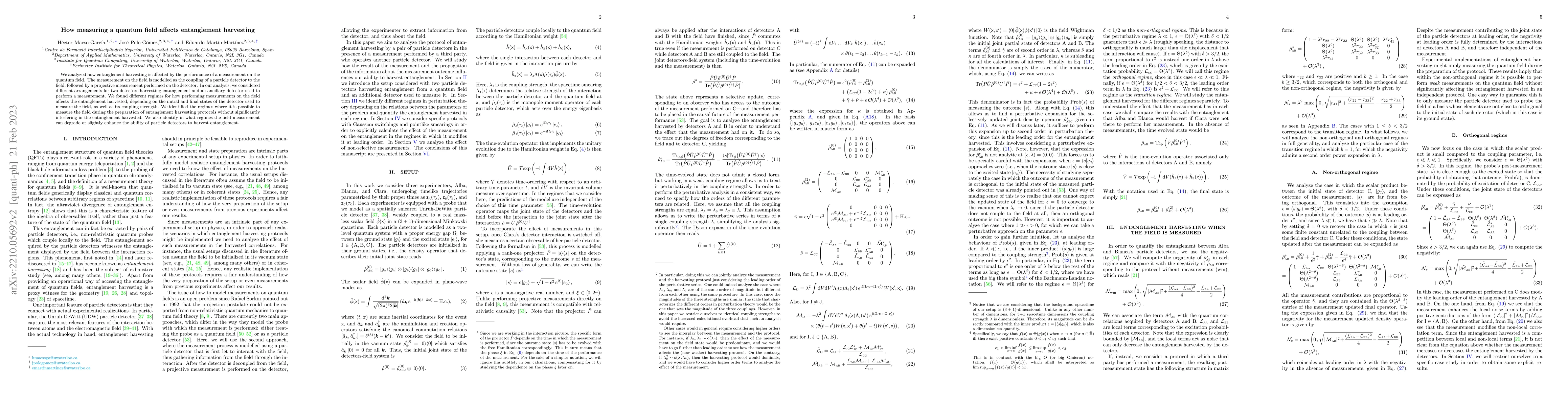 Thumbnail for How measuring a quantum field affects entanglement harvesting