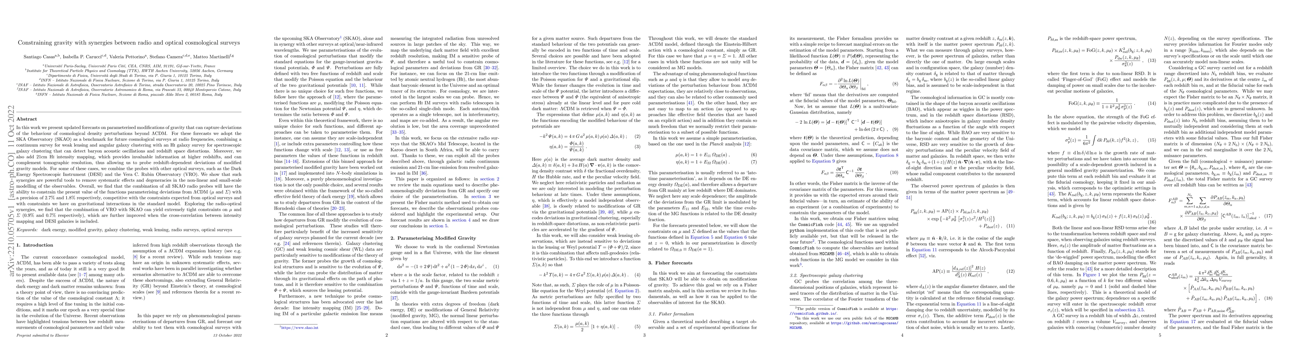 Thumbnail for Constraining gravity with synergies between radio and optical
  cosmological surveys