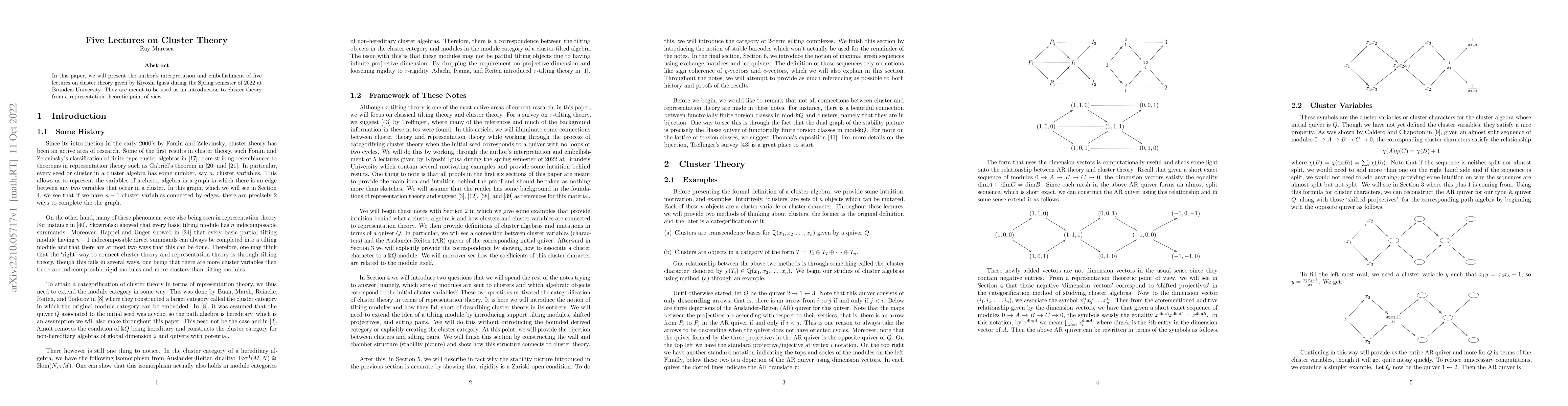 Thumbnail for Five Lectures on Cluster Theory
