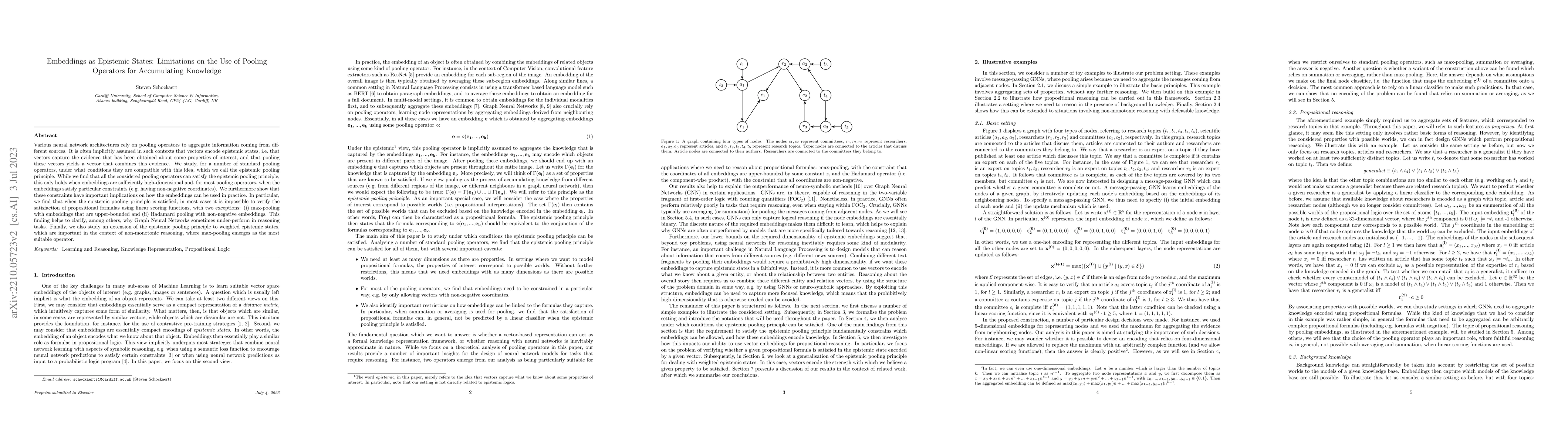 Thumbnail for Embeddings as Epistemic States: Limitations on the Use of Pooling
  Operators for Accumulating Knowledge