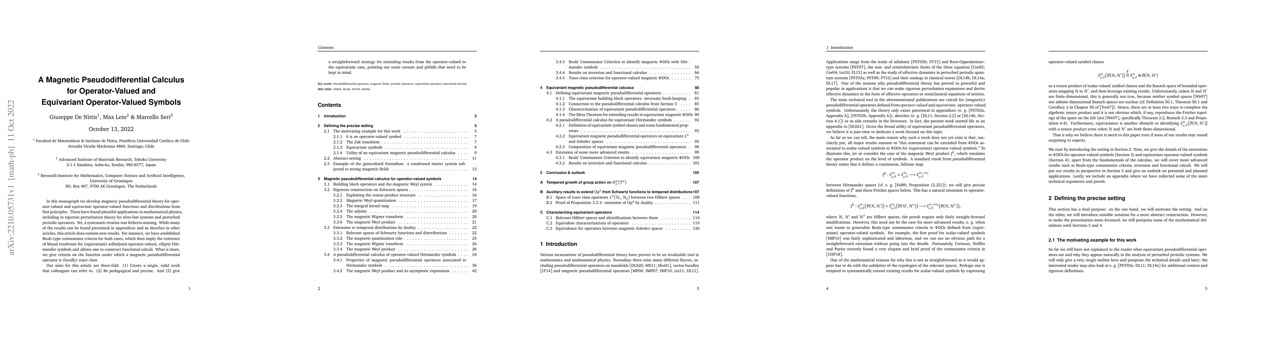 Thumbnail for A Magnetic Pseudodifferential Calculus for Operator-Valued and
  Equivariant Operator-Valued Symbols