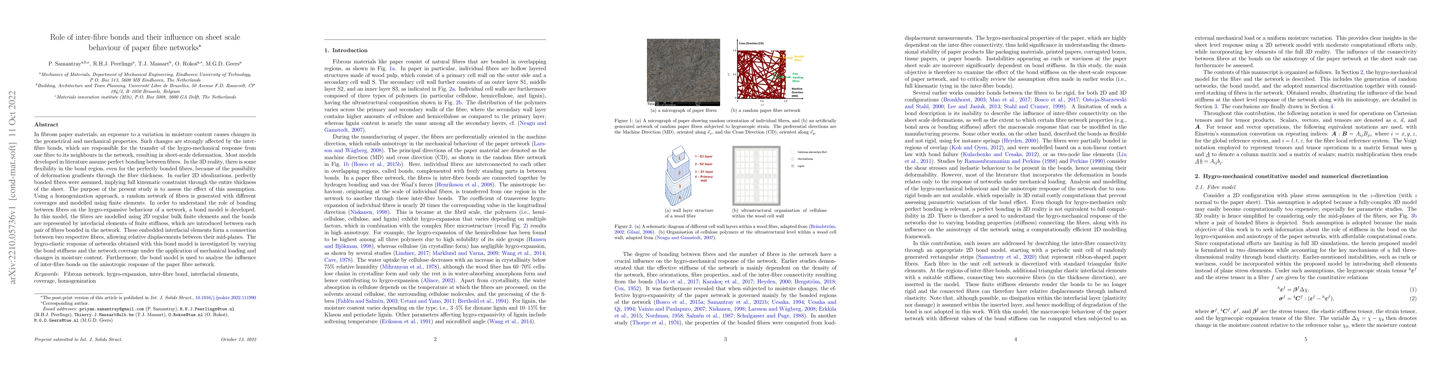 Thumbnail for Role of inter-fibre bonds and their influence on sheet scale behaviour
  of paper fibre networks