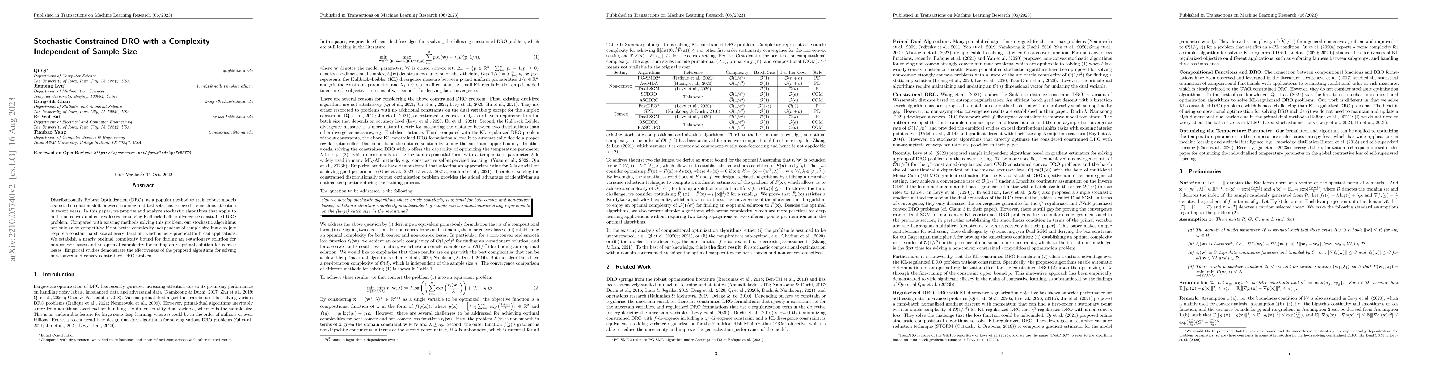 Thumbnail for Stochastic Constrained DRO with a Complexity Independent of Sample Size