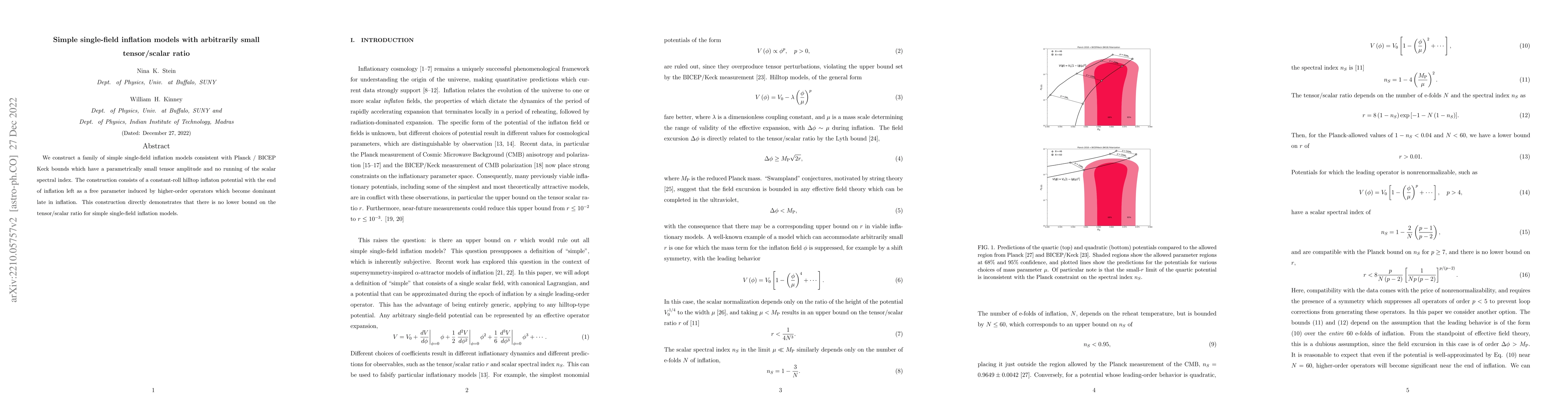 Thumbnail for Simple single-field inflation models with arbitrarily small
  tensor/scalar ratio