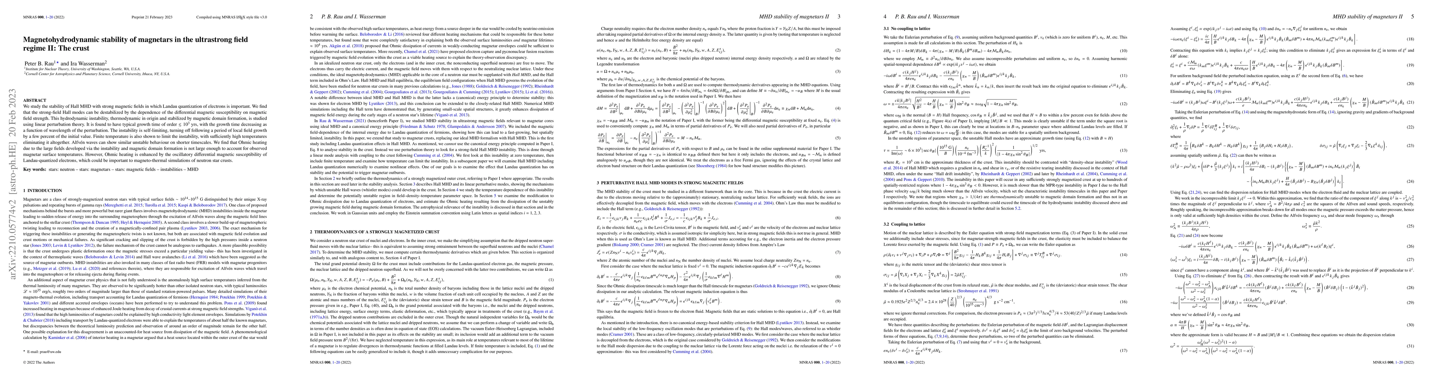 Thumbnail for Magnetohydrodynamic stability of magnetars in the ultrastrong field
  regime II: The crust