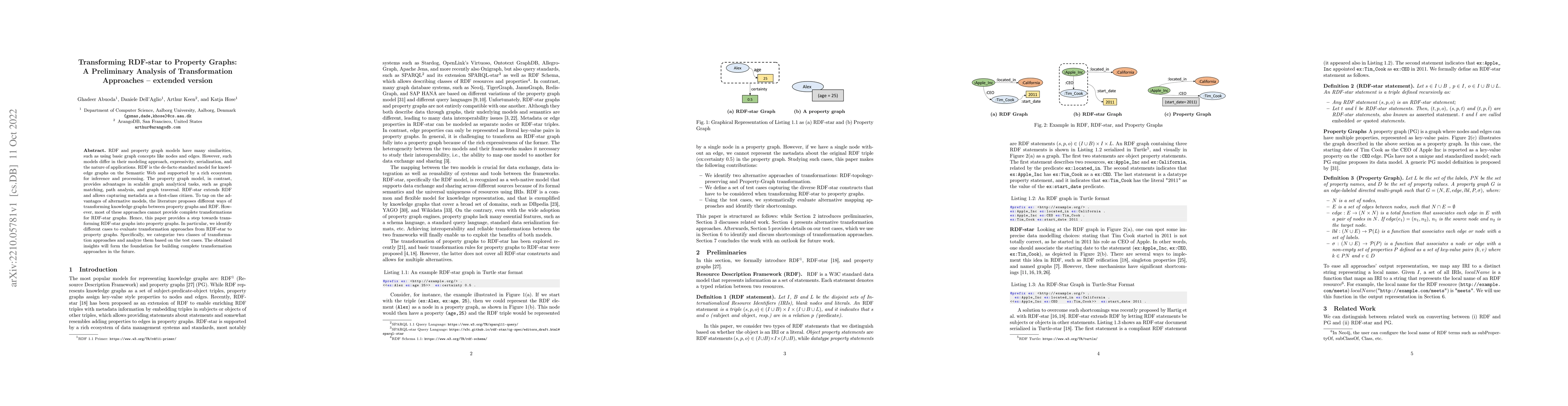 Thumbnail for Transforming RDF-star to Property Graphs: A Preliminary Analysis of
  Transformation Approaches -- extended version