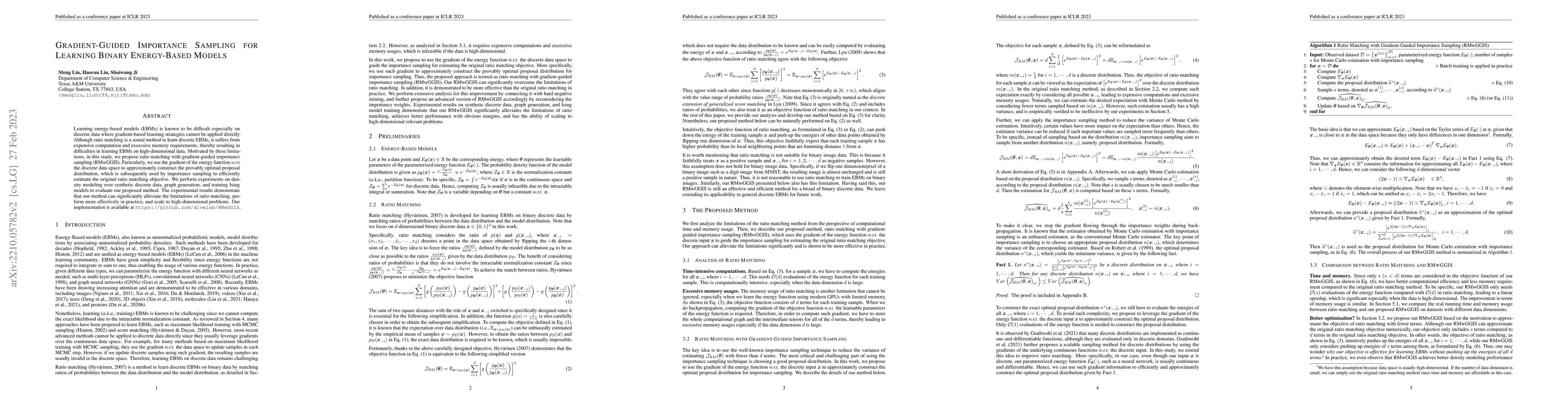 Thumbnail for Gradient-Guided Importance Sampling for Learning Binary Energy-Based
  Models