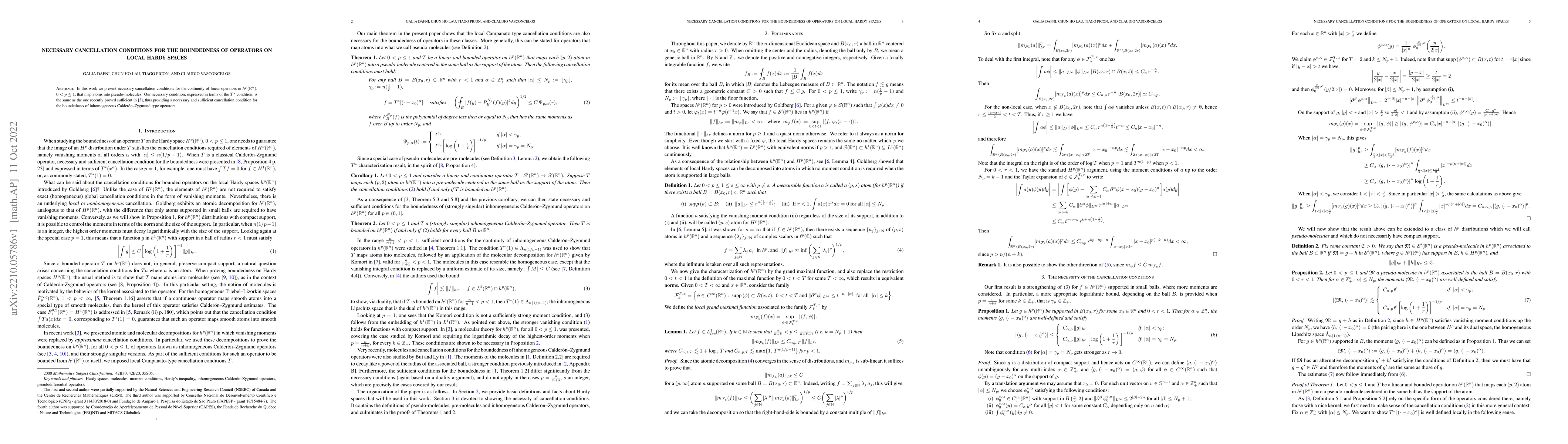 Thumbnail for Necessary cancellation conditions for the boundedness of operators on
  local Hardy spaces