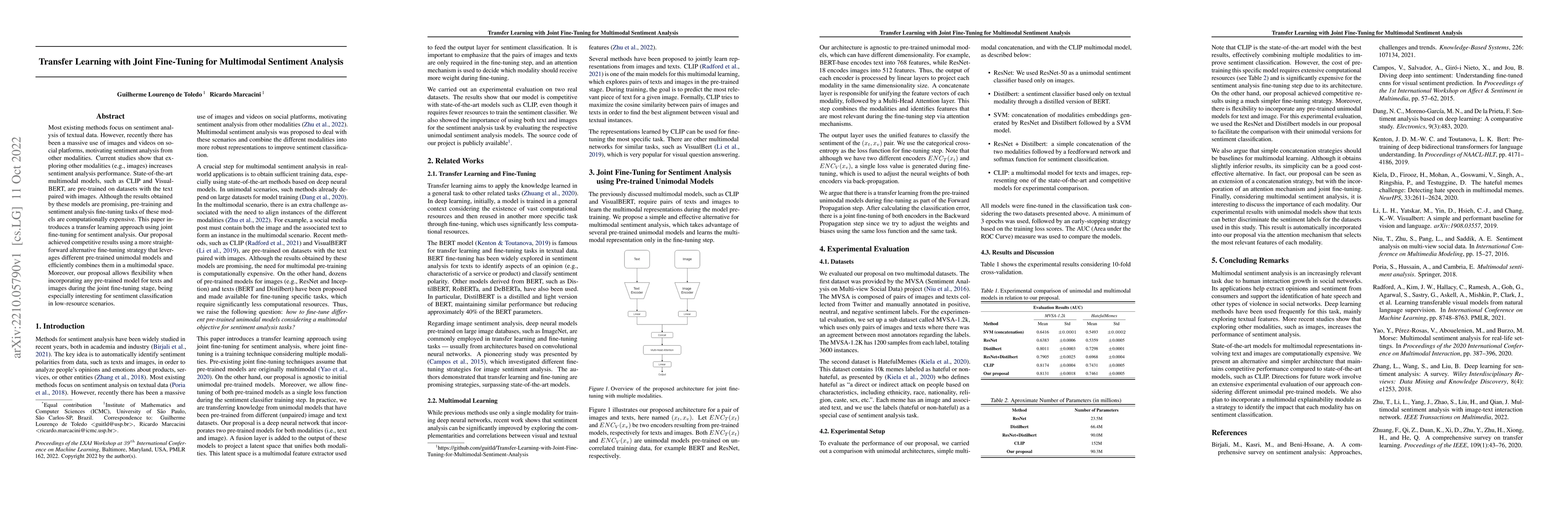 Thumbnail for Transfer Learning with Joint Fine-Tuning for Multimodal Sentiment
  Analysis