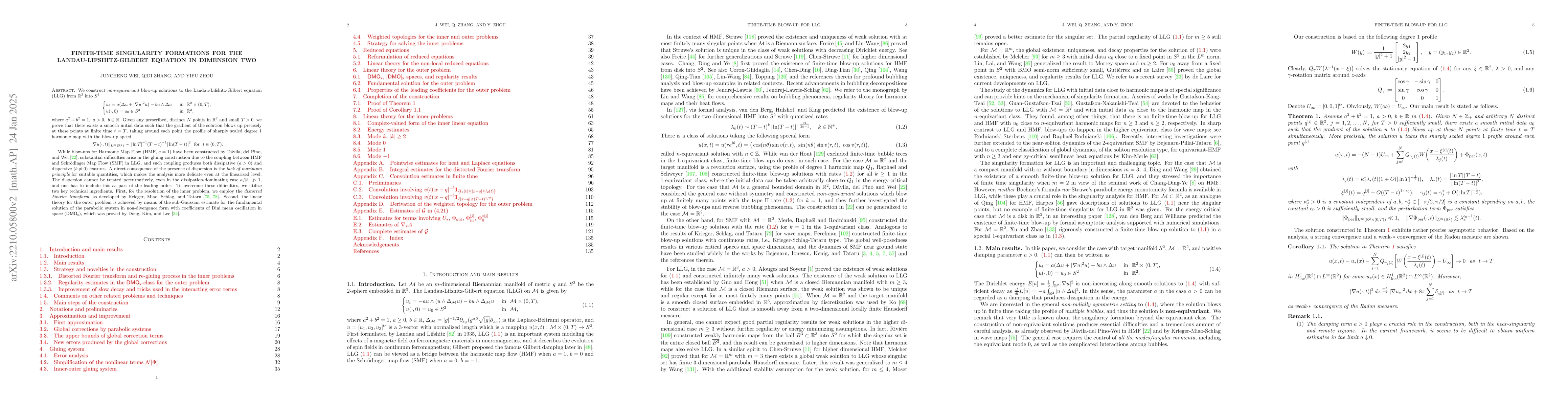 Thumbnail for Finite-time singularity formations for the Landau-Lifshitz-Gilbert
  equation in dimension two