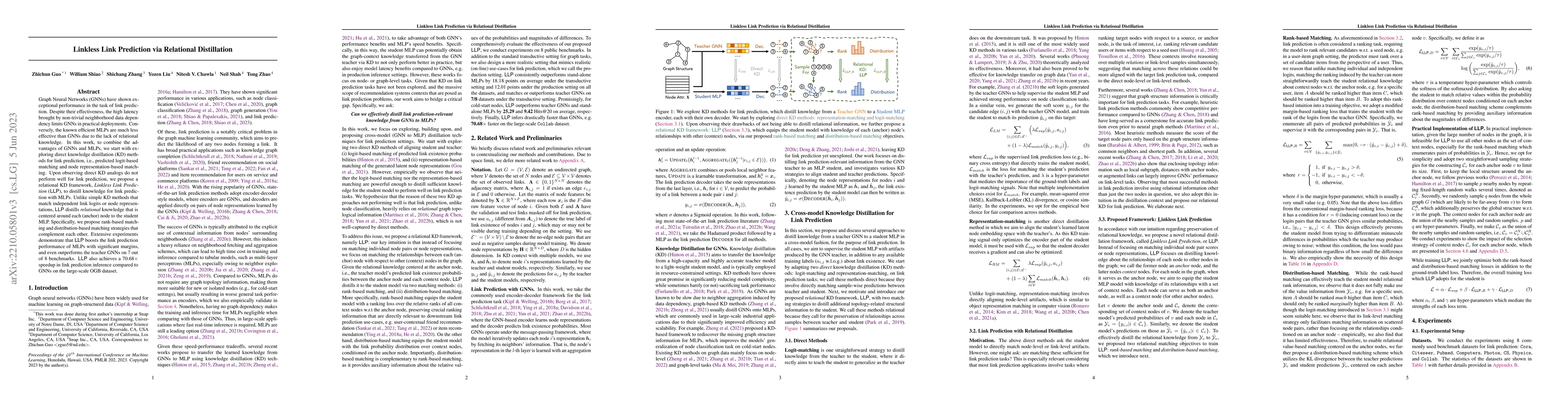 Thumbnail for Linkless Link Prediction via Relational Distillation