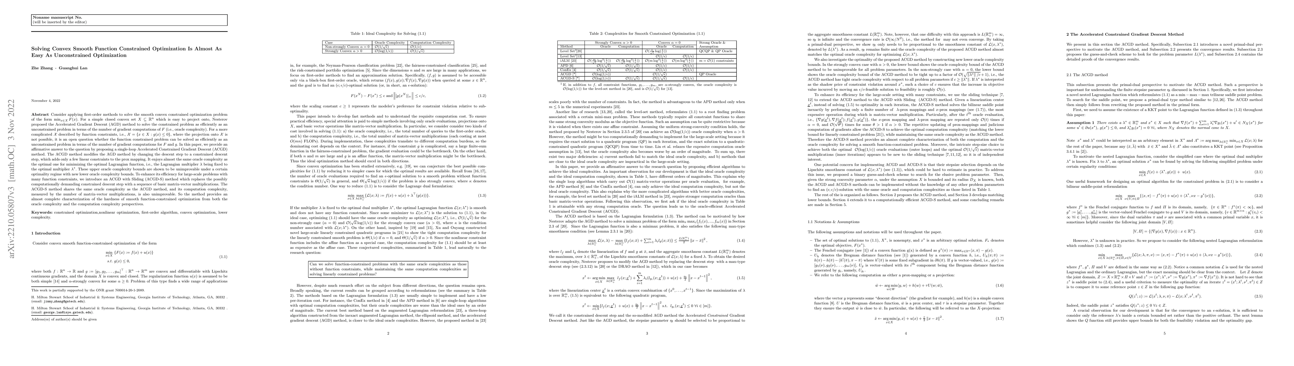 Thumbnail for Solving Convex Smooth Function Constrained Optimization Is Almost As
  Easy As Unconstrained Optimization