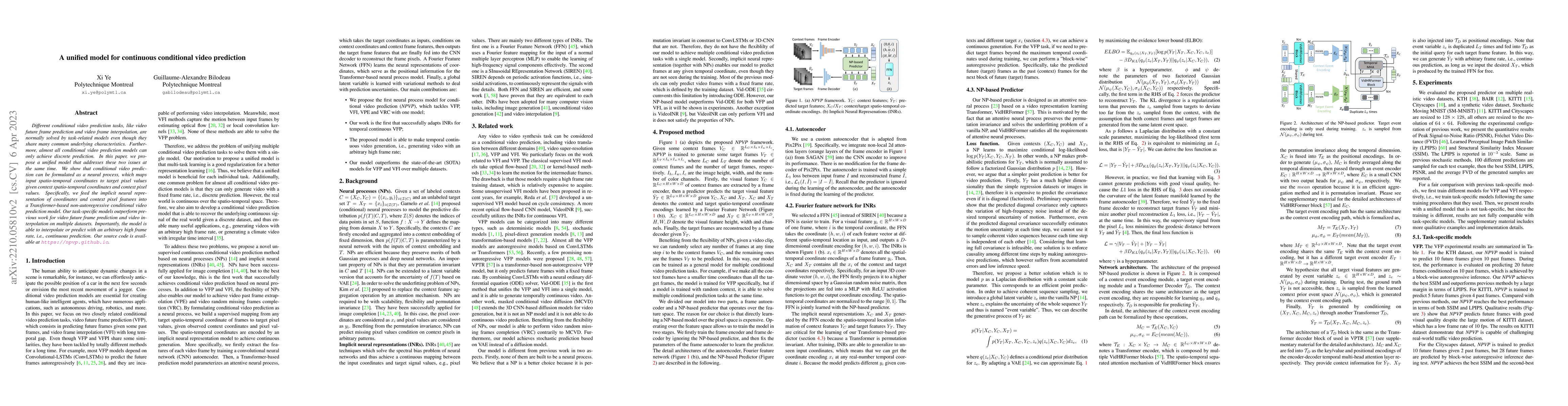 Thumbnail for A unified model for continuous conditional video prediction