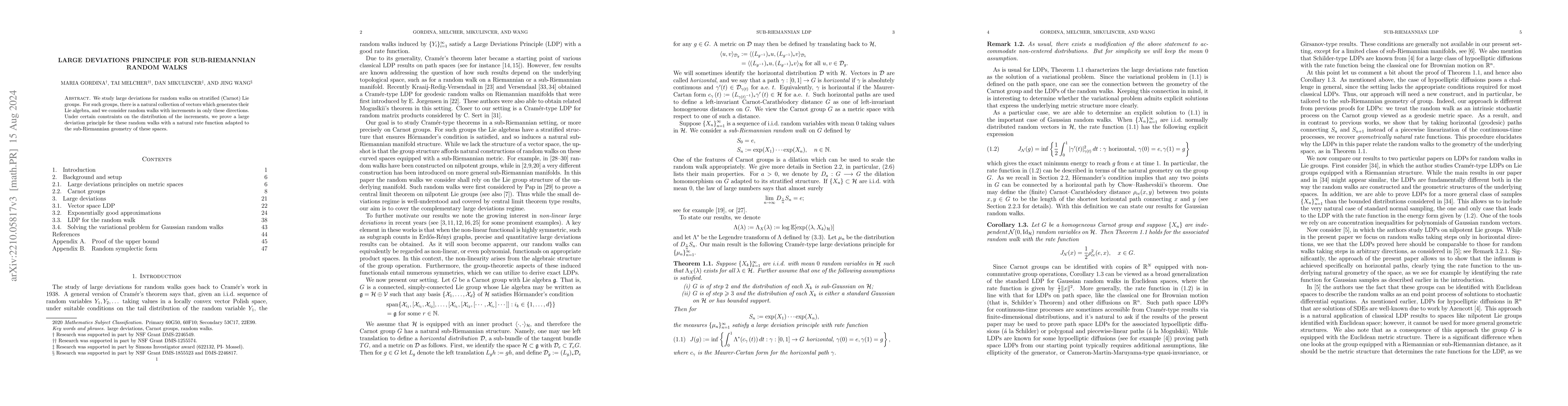Thumbnail for Large deviations principle for sub-Riemannian random walks