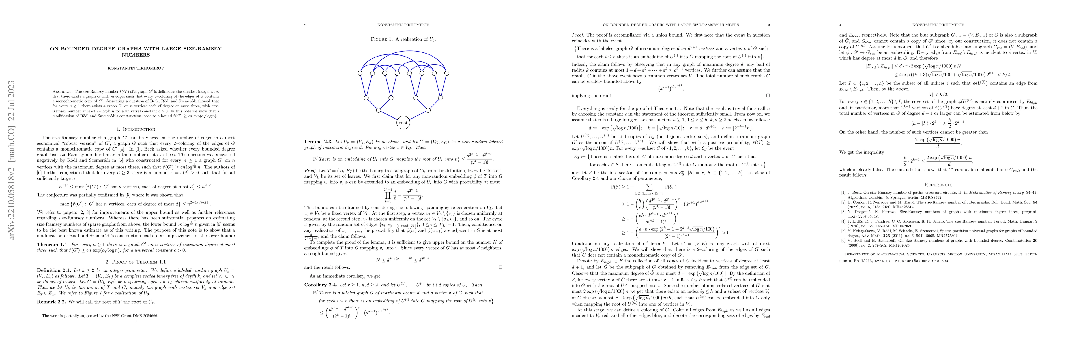 Thumbnail for On bounded degree graphs with large size-Ramsey numbers