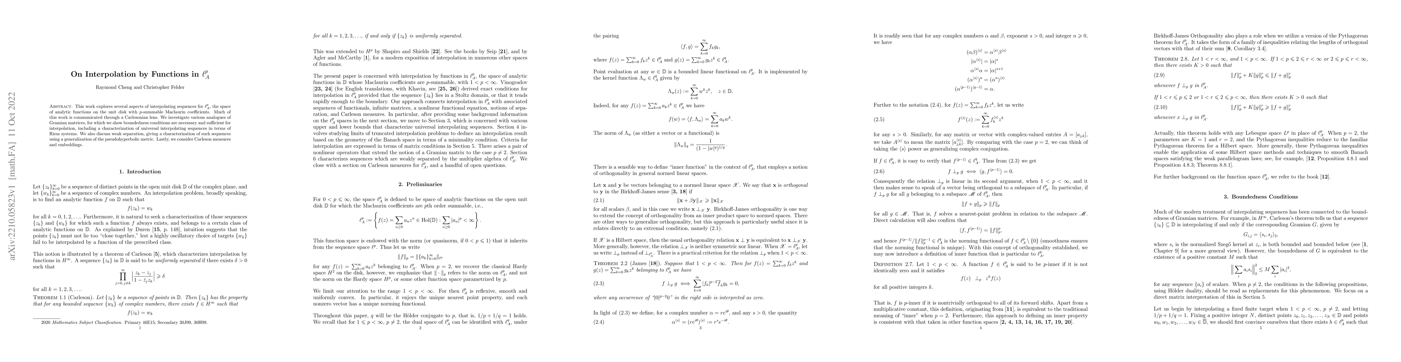 Thumbnail for On Interpolation by Functions in $\ell^p_A$