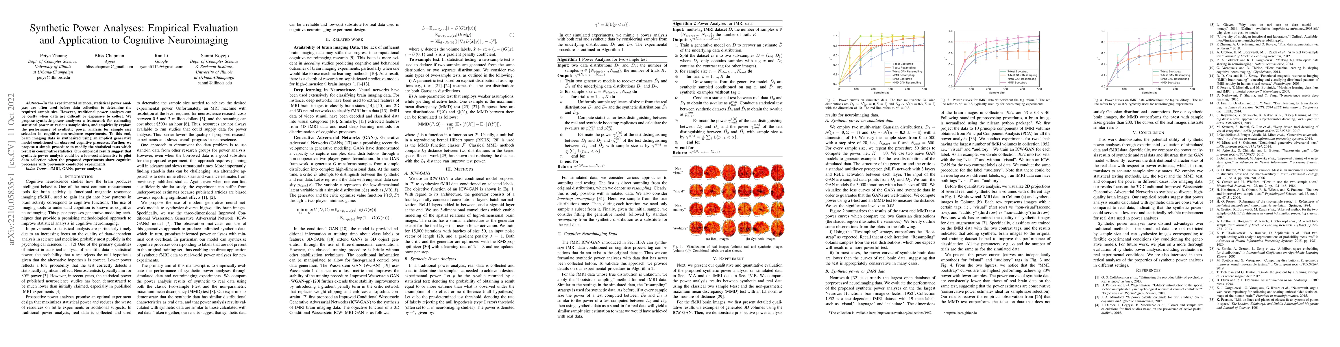 Thumbnail for Synthetic Power Analyses: Empirical Evaluation and Application to
  Cognitive Neuroimaging