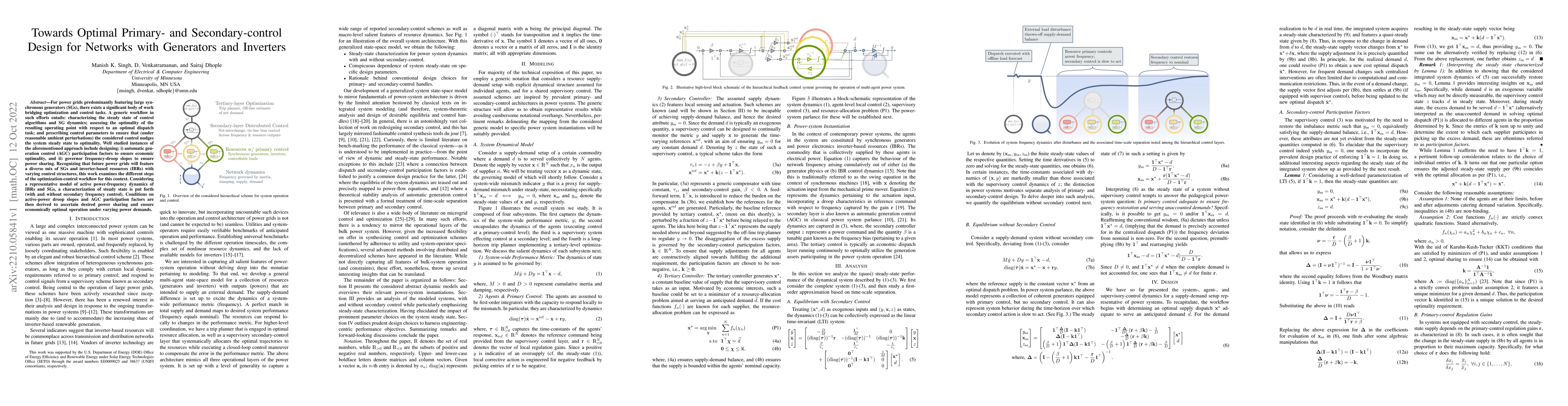 Thumbnail for Towards Optimal Primary- and Secondary-control Design for Networks with
  Generators and Inverters