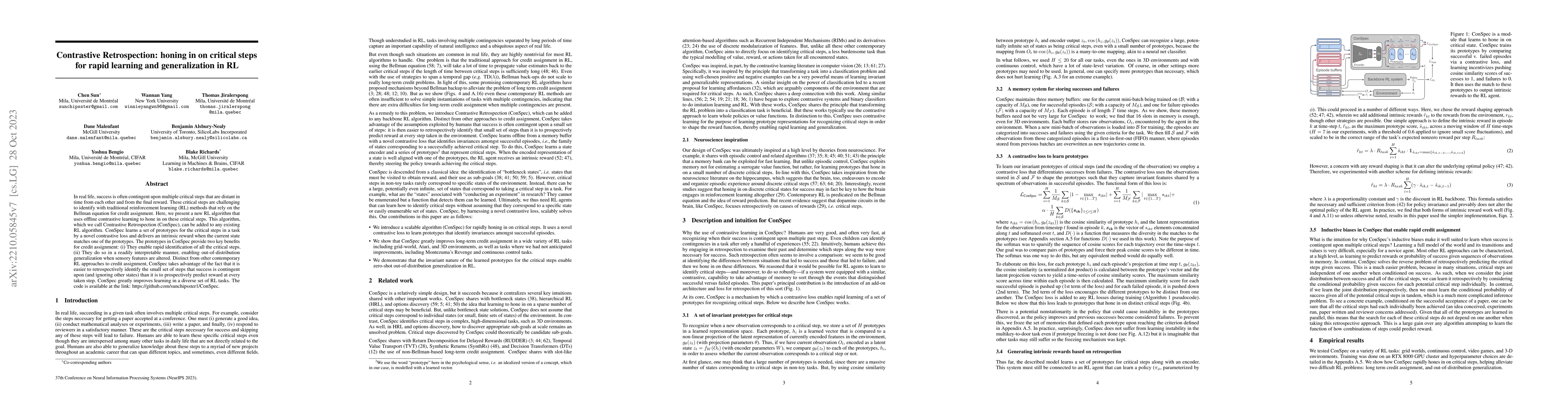 Thumbnail for Contrastive Retrospection: honing in on critical steps for rapid
  learning and generalization in RL