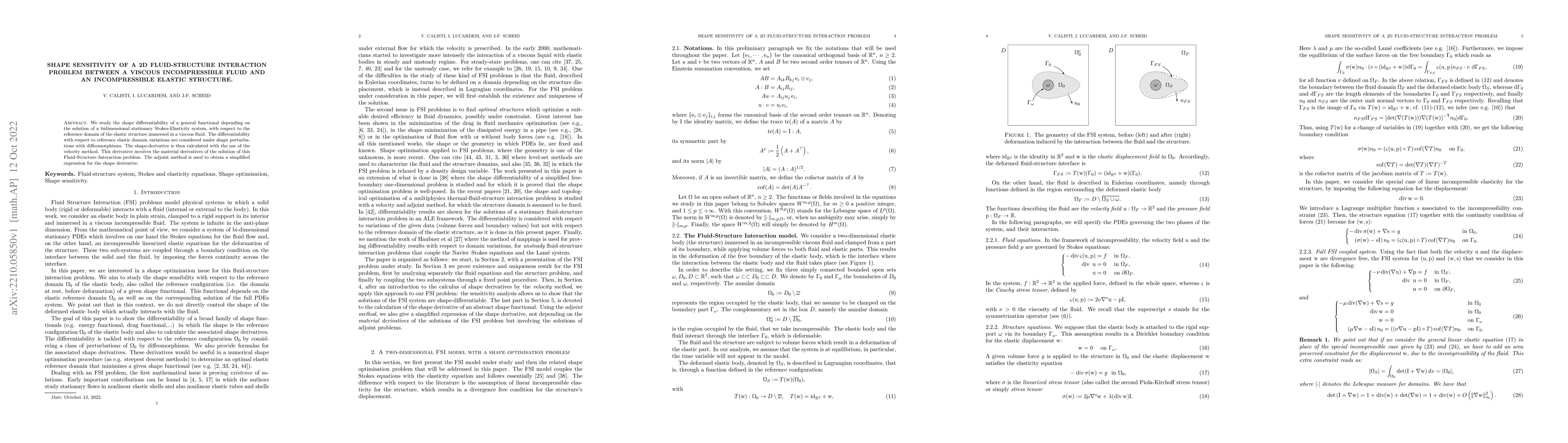 Thumbnail for Shape sensitivity of a 2D Fluid-Structure Interaction problem between a
  viscous incompressible fluid and an incompressible elastic structure