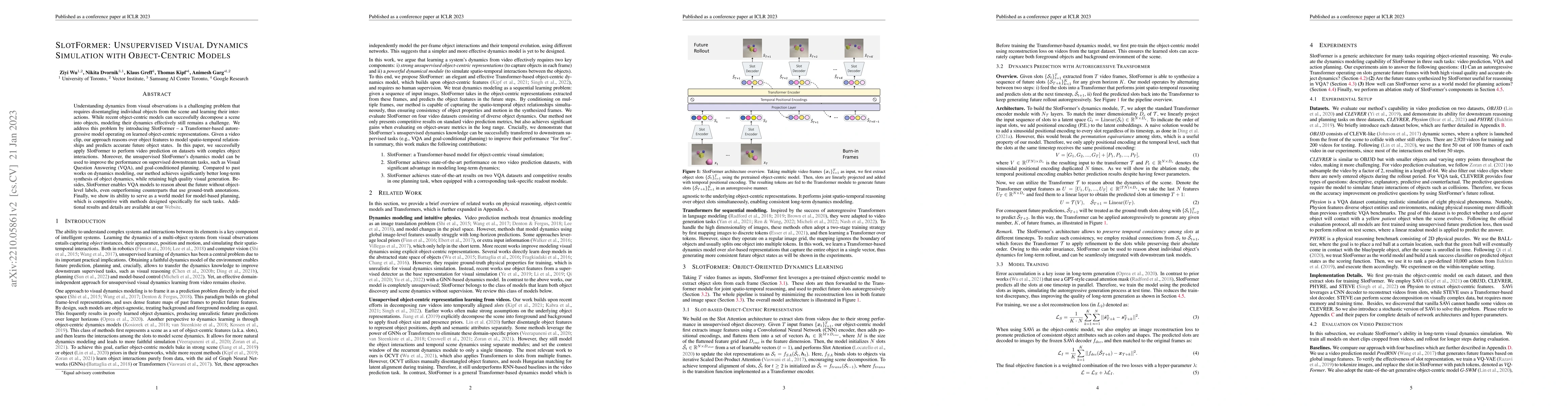 Thumbnail for SlotFormer: Unsupervised Visual Dynamics Simulation with Object-Centric
  Models