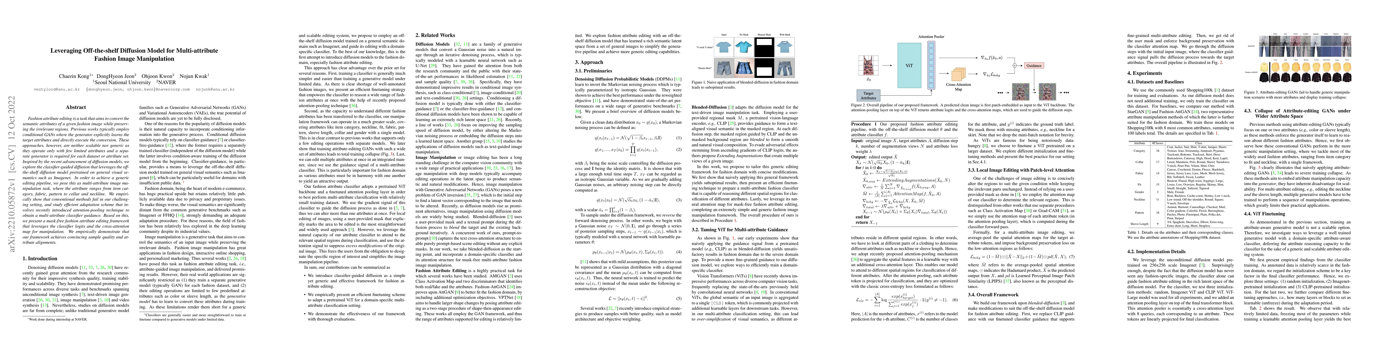 Thumbnail for Leveraging Off-the-shelf Diffusion Model for Multi-attribute Fashion
  Image Manipulation