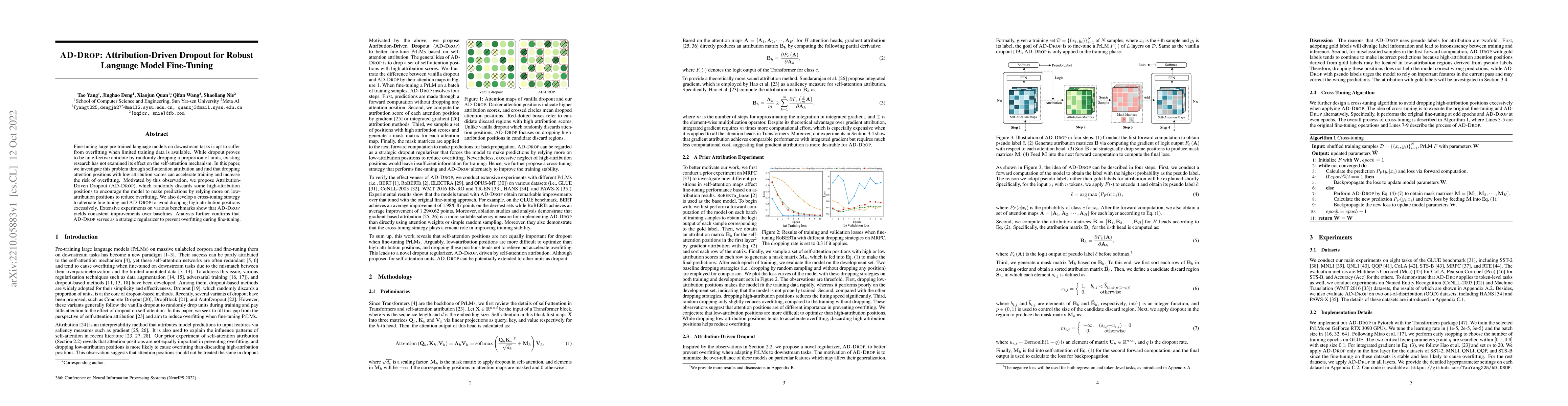 Thumbnail for AD-DROP: Attribution-Driven Dropout for Robust Language Model
  Fine-Tuning