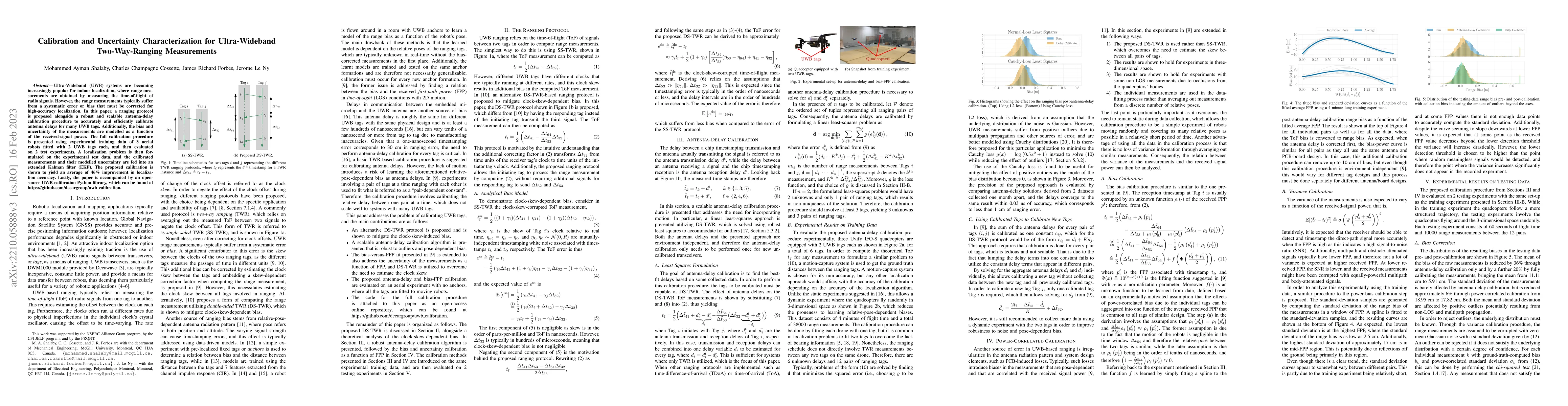 Thumbnail for Calibration and Uncertainty Characterization for Ultra-Wideband
  Two-Way-Ranging Measurements