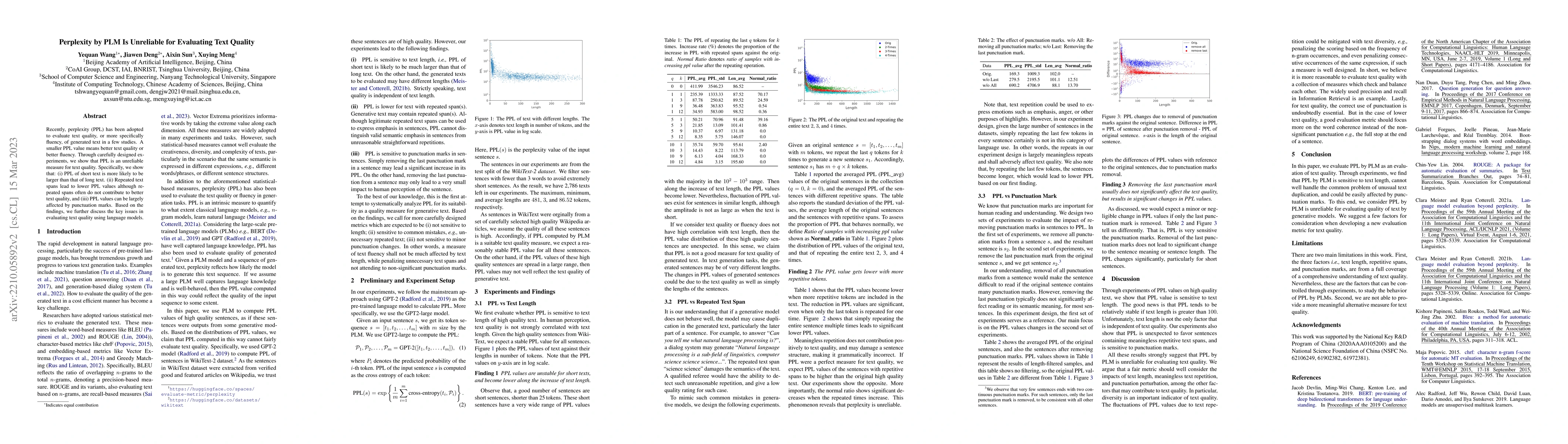 Thumbnail for Perplexity from PLM Is Unreliable for Evaluating Text Quality